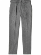 Drake's - Straight-Leg Pleated Wool-Flannel Trousers - Gray