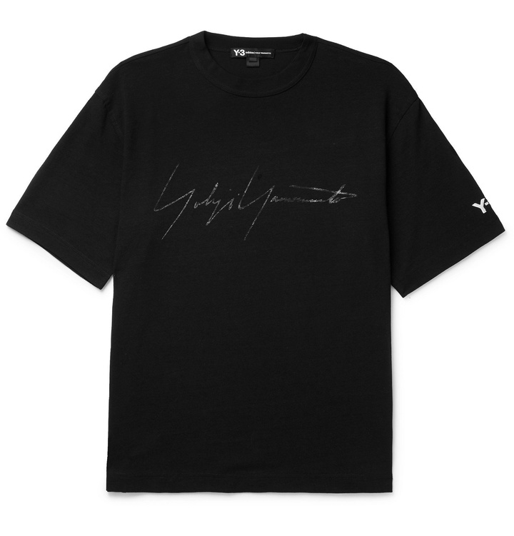 Photo: Y-3 - Distressed Logo-Print Cotton-Jersey T-Shirt - Black