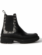 Alexander McQueen - Eyelet-Embellished Leather Exaggerated-Sole Chelsea Boots - Black