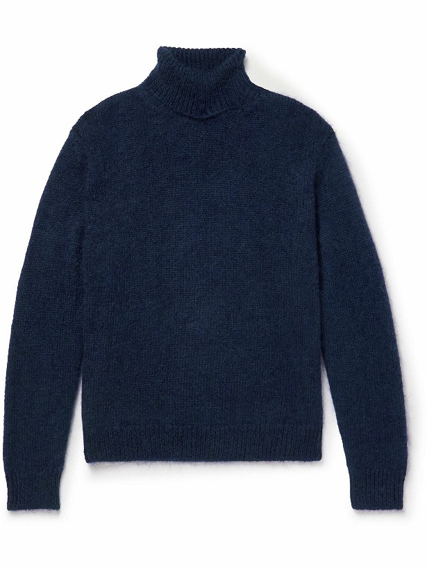 Photo: Massimo Alba - Mohair and Silk-Blend Rollneck Sweater - Blue