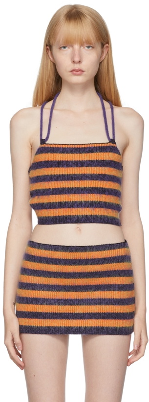 Photo: AGR Orange & Purple Stripe Brushed Knit Tank Top