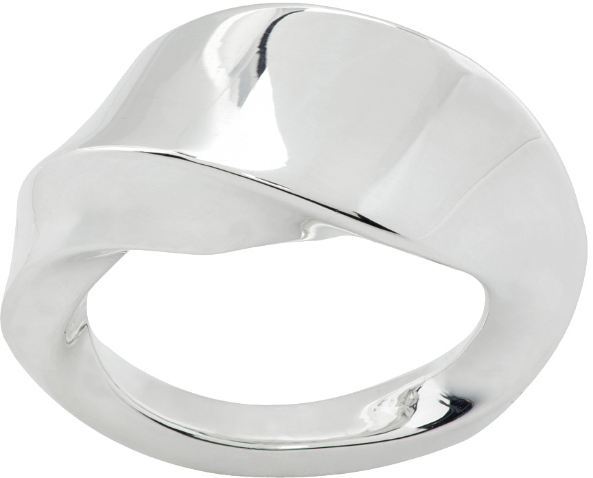 Bottega Veneta Silver Twist Ring Bottega Veneta