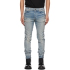 AMIRI Blue Hand Painted Slit Knee Jeans