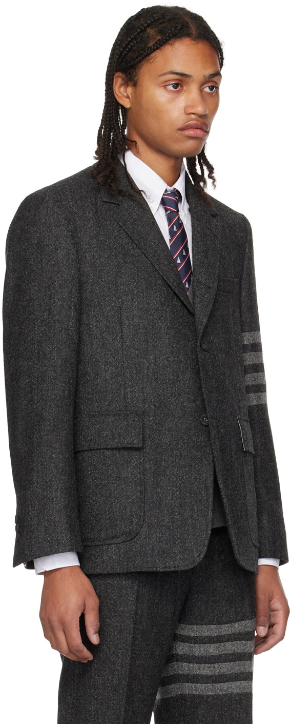 Thom Browne 4-Bar seersucker single-breasted blazer - Grey