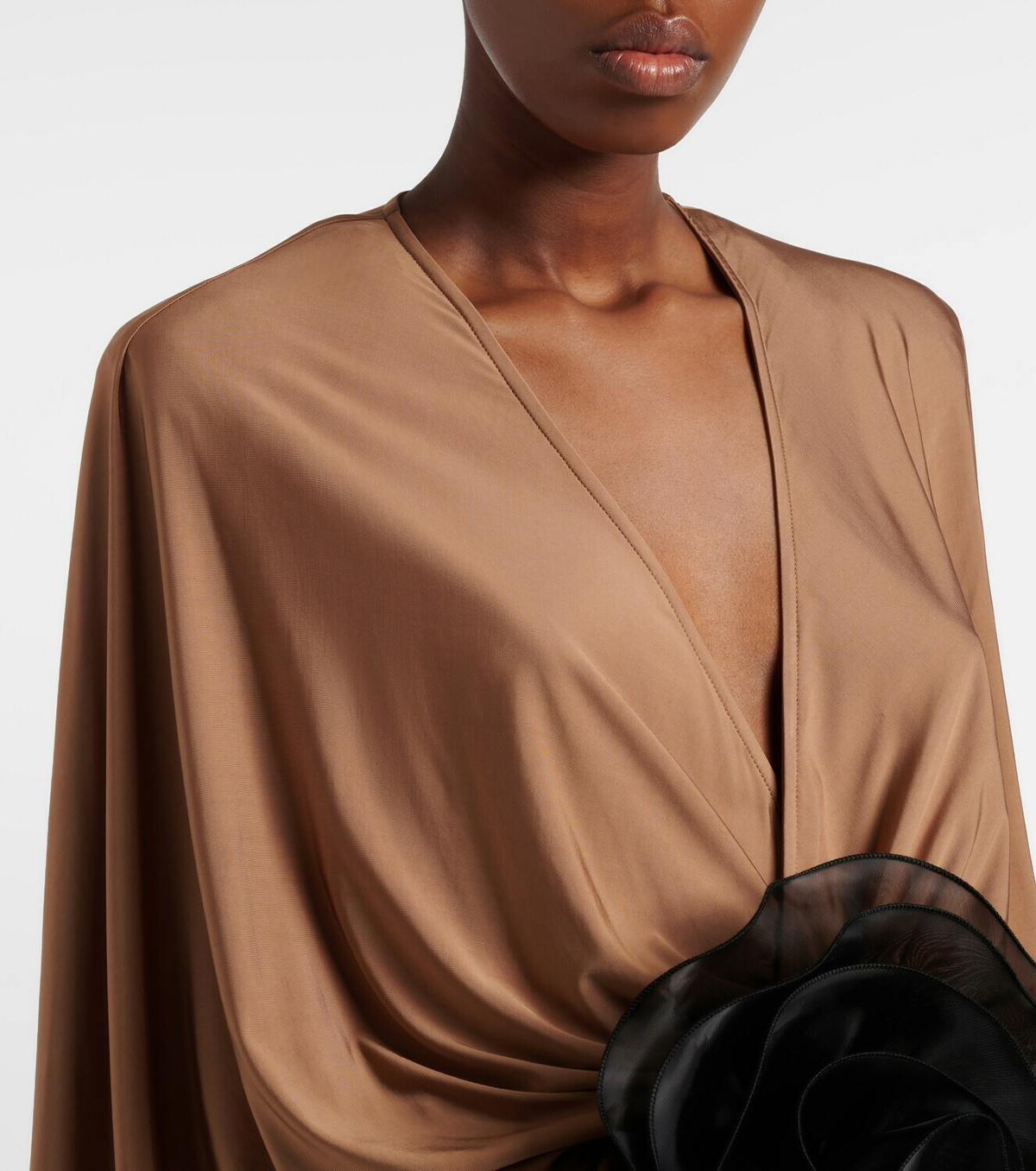 Jacques Wei Floral-appliqué jersey maxi dress