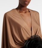 Jacques Wei Floral-appliqué jersey maxi dress