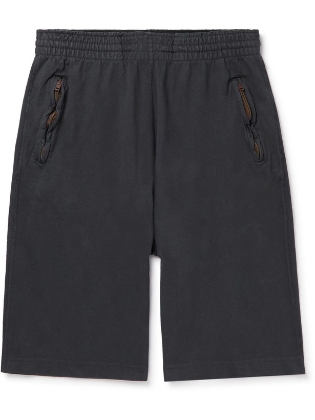 Photo: Acne Studios - Straight-Leg Organic Cotton-Jersey Shorts - Black