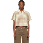 Moncler Off-White & Brown Striped Cotton Polo