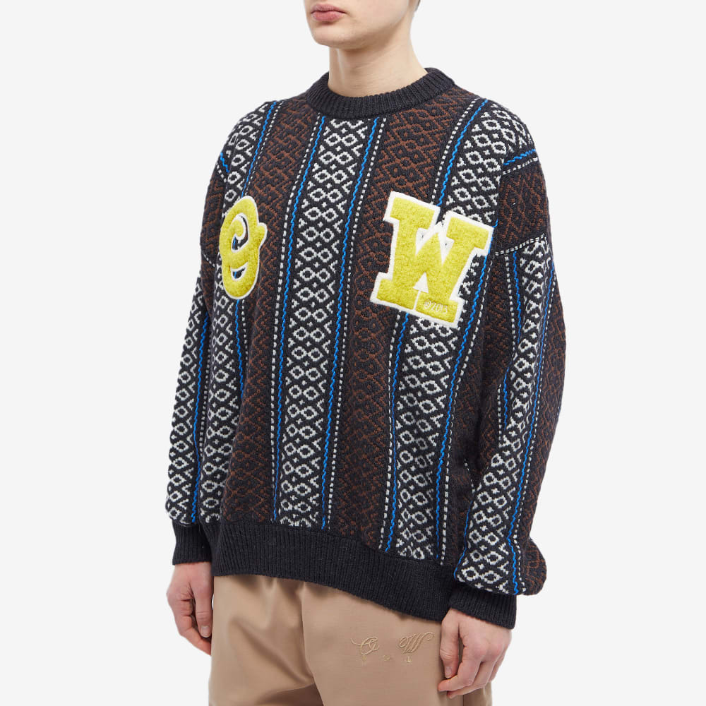 Off-White Men's Baja Chunky Crew Knit in Blue/Yellow Off-White