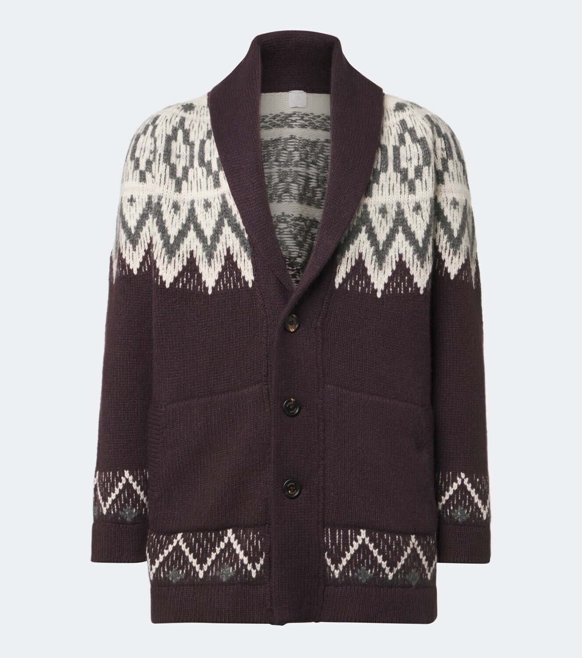 Eleventy Chevron cashmere and silk intarsia cardigan