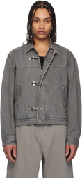 COOR Gray Fireman Crop Denim Jacket
