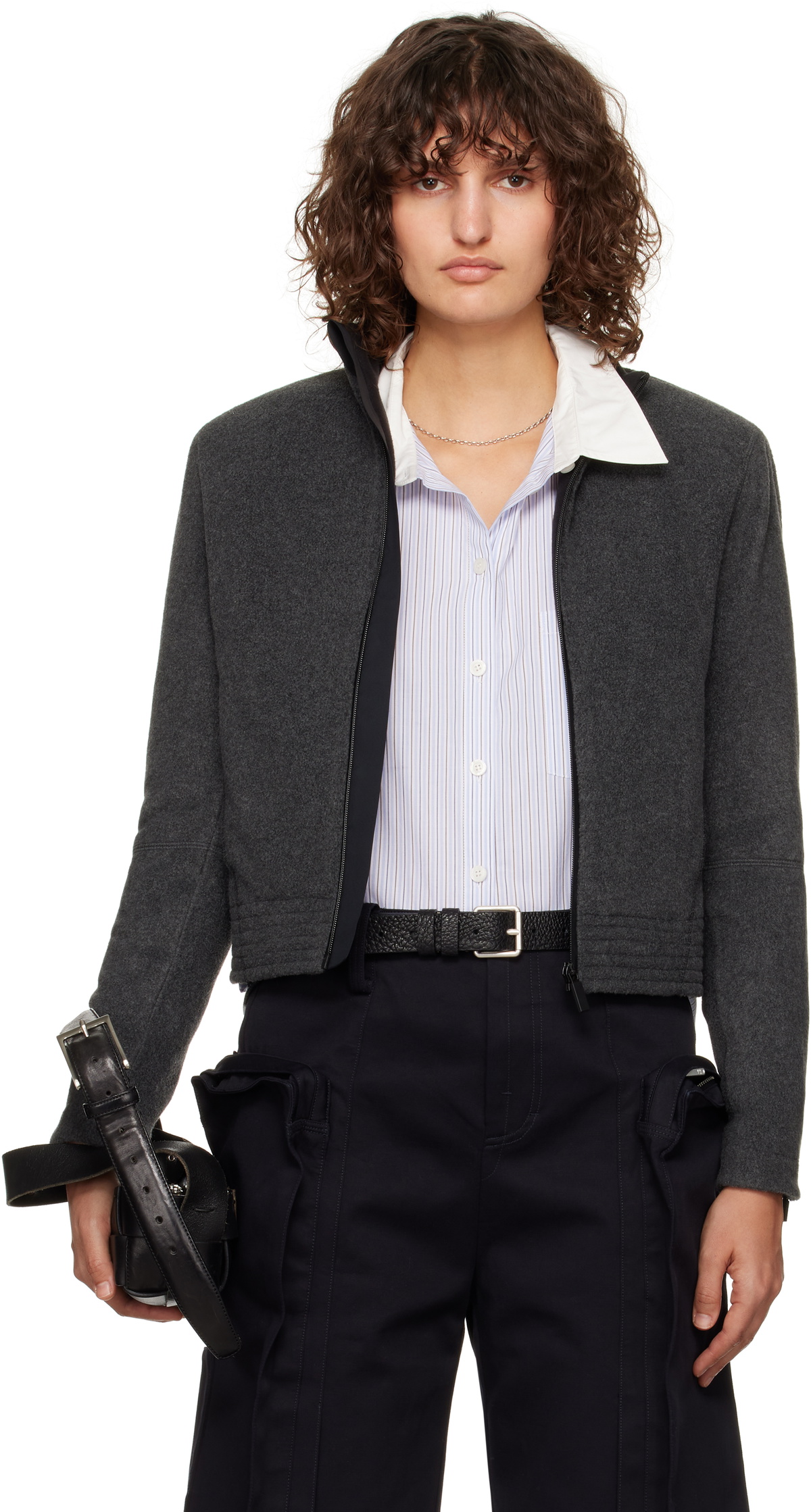 Fax Copy Express Gray Fleece Zip-Up Jacket