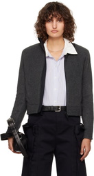 Fax Copy Express Gray Fleece Zip-Up Jacket
