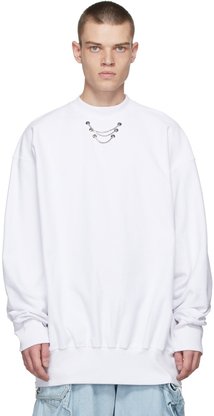 Photo: We11done White Side Zip-Up Necklace Sweatshirt