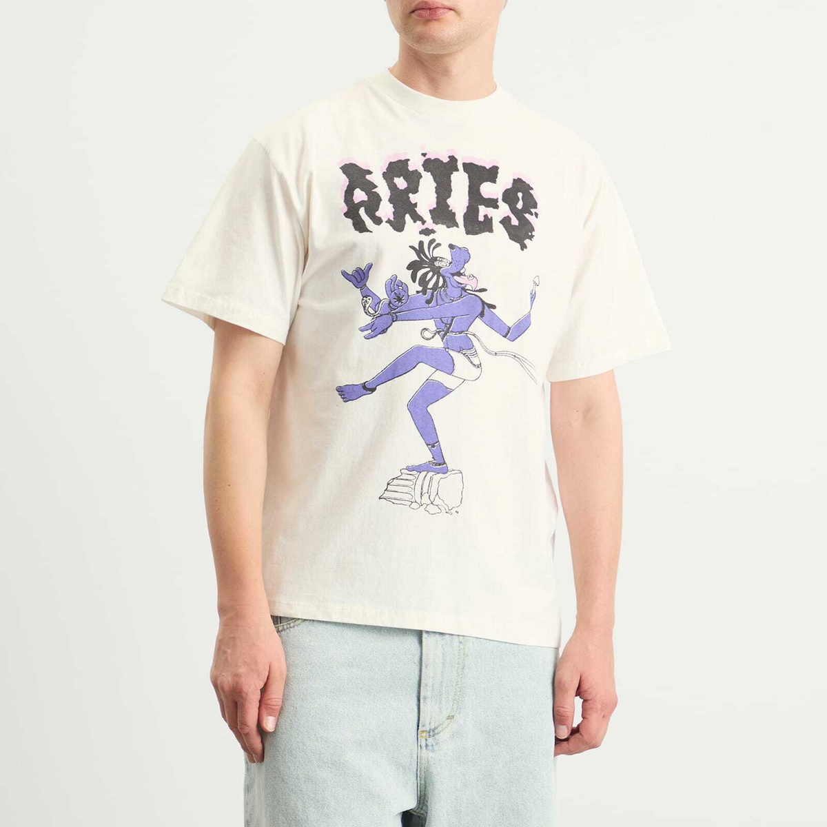 Aries Men's Faded The Destroyer T-Shirt in Off White