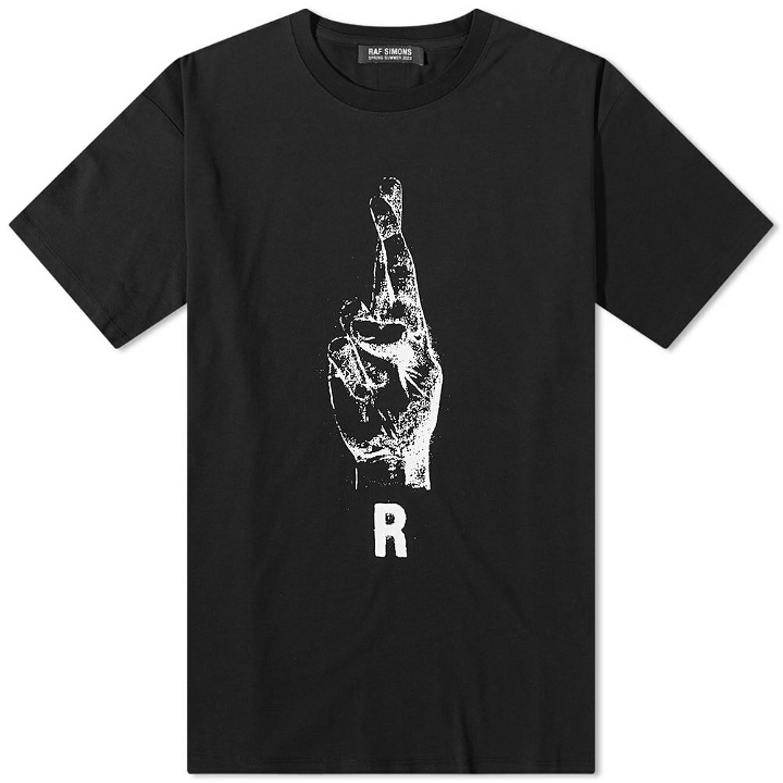 Photo: Raf Simons Men's Oversized Hand Sign Print T-Shirt in Black