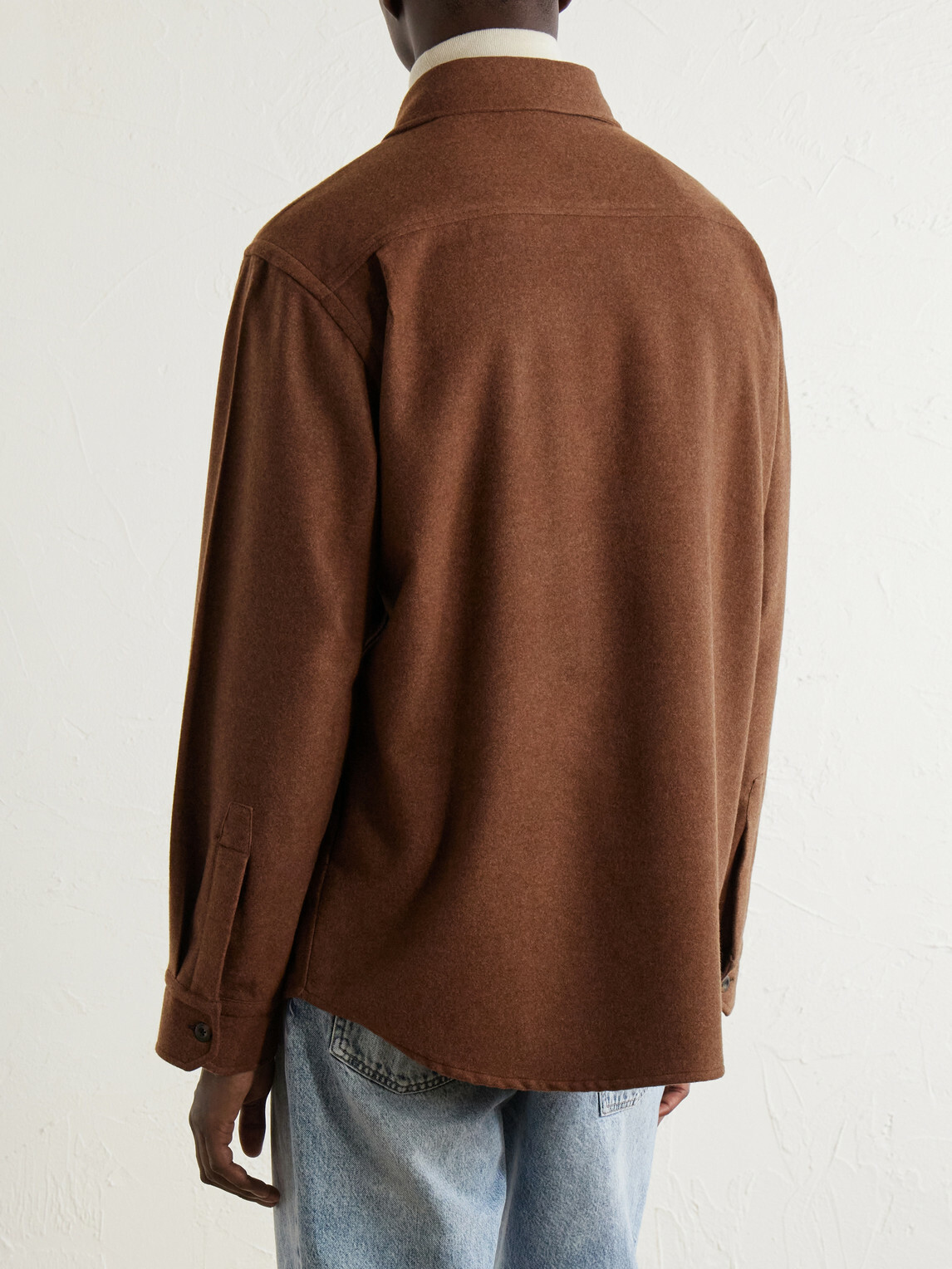 Caruso - Houndstooth Brushed Wool Overshirt - Neutrals