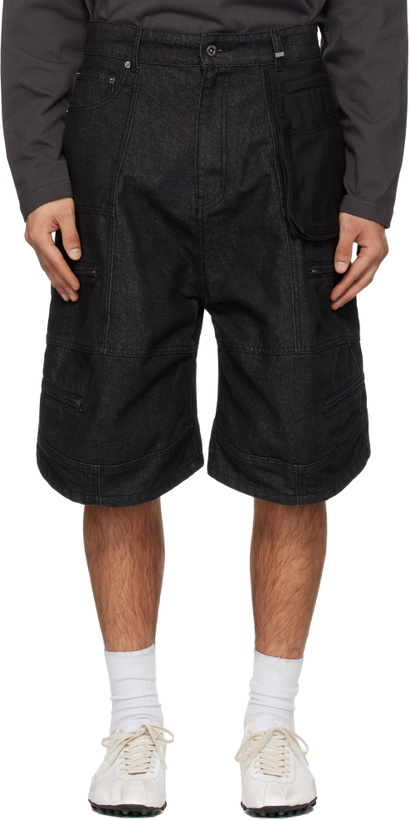 Photo: We11done Black Carpenter Denim Shorts