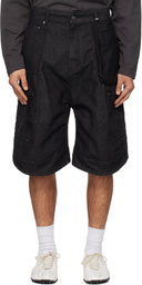 We11done Black Carpenter Denim Shorts