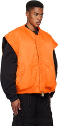 VETEMENTS Orange Logo Reversible Bomber Vest