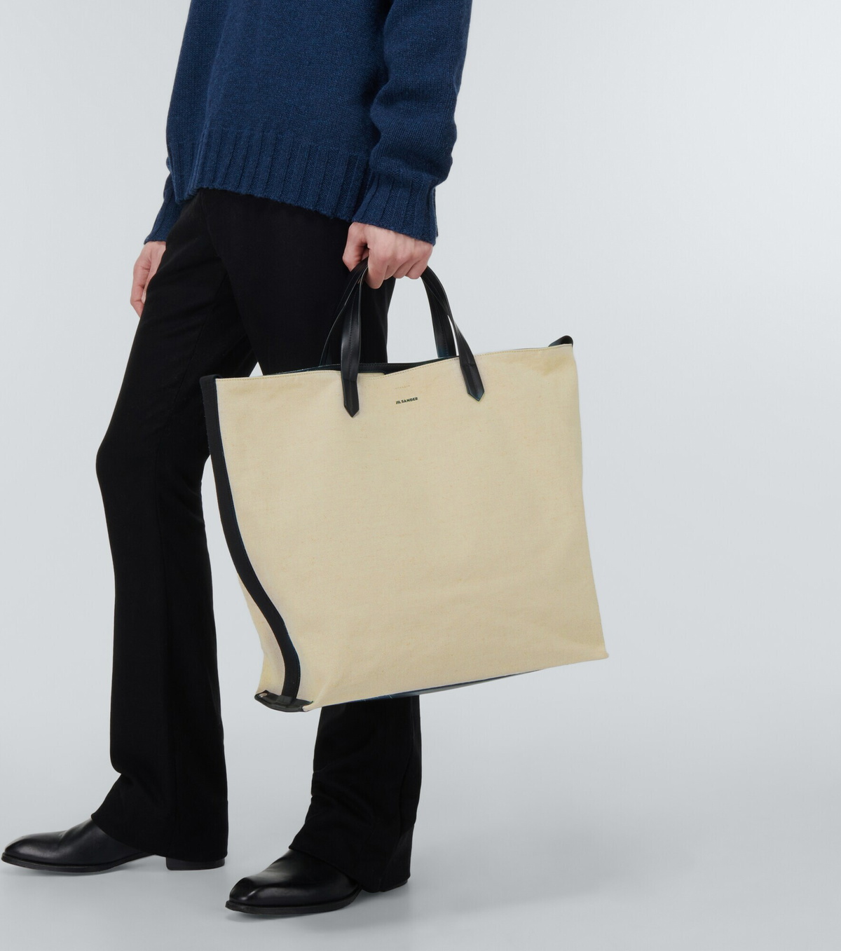 Jil Sander - Logo cotton and linen tote bag