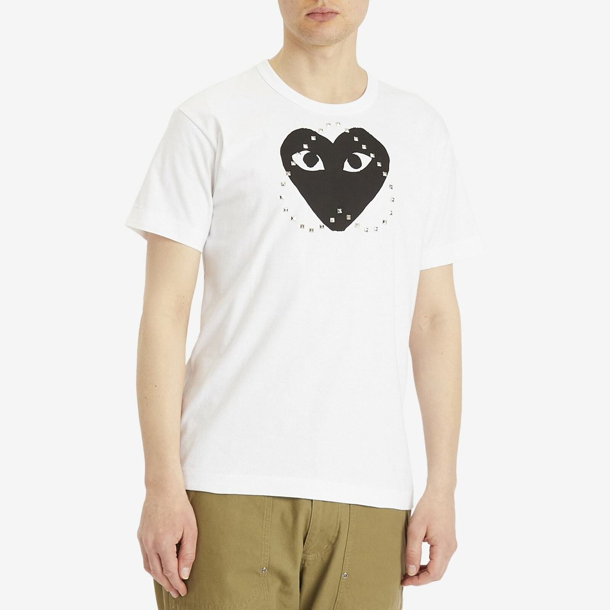 Comme des Garçons Play Men's Studded Large Heart T-Shirt in White