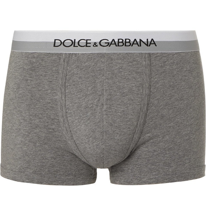 Photo: Dolce & Gabbana - Mélange Stretch-Cotton Boxer Briefs - Gray