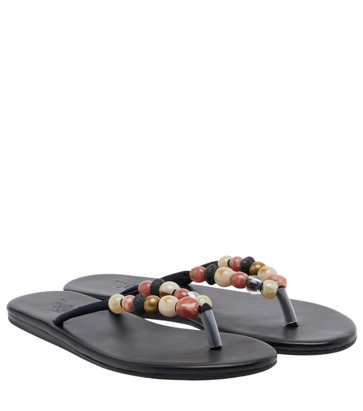 Photo: Ancient Greek Sandals Saionara beaded leather thong sandals