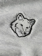 Maison Kitsuné - Slim-Fit Logo-Appliquéd Cotton Cardigan - Gray