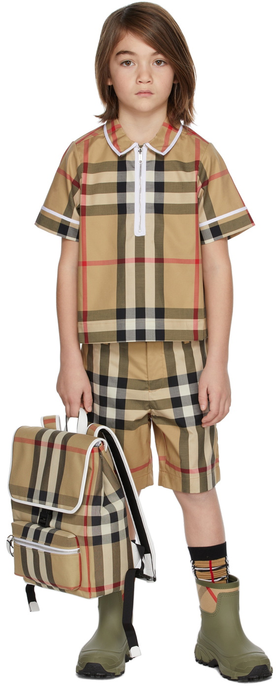 Burberry Baby Boys White Vintage Check Polo Shirt & Beige Pants