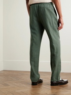 De Bonne Facture - Straight-Leg Linen Drawstring Trousers - Green