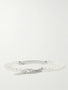 SAINT LAURENT - Silver and Faux Pearl ID Bracelet - Silver