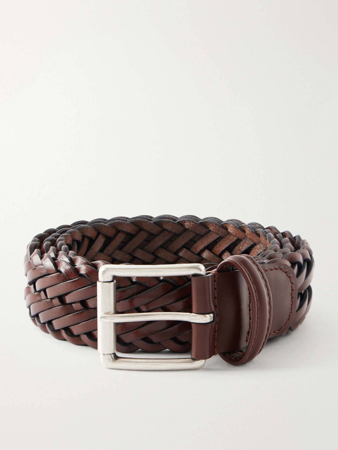Anderson's - 3.5cm Woven Leather Belt - Brown