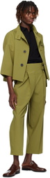 132 5. ISSEY MIYAKE Green Flat Tuck Jacket