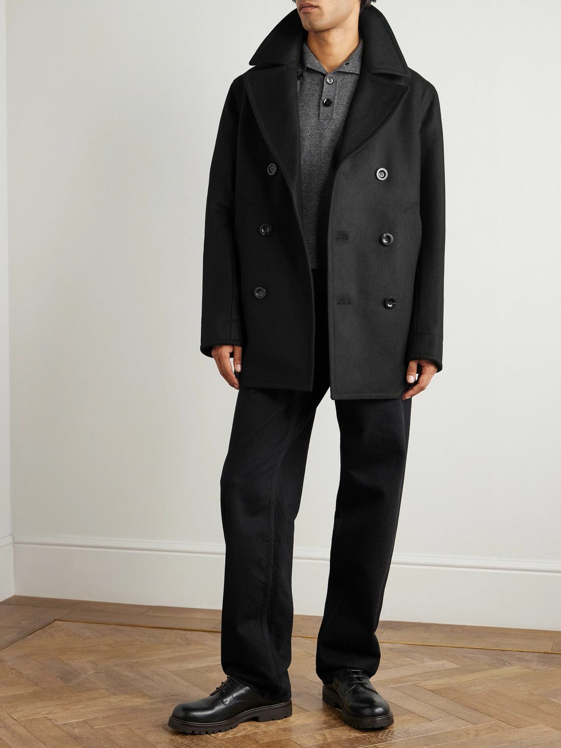 Private White V.C. - The Manchester Wool Peacoat - Black
