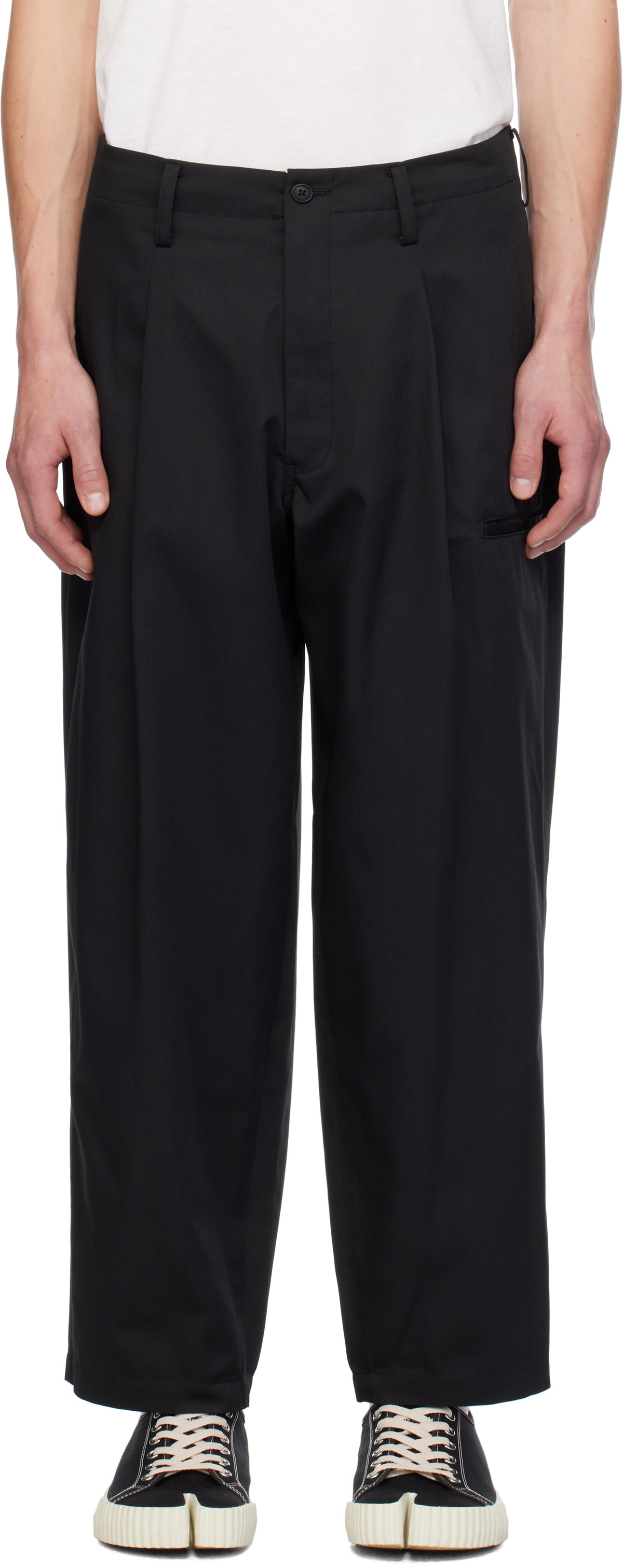 Y's For Men Black Side Tuck Trousers