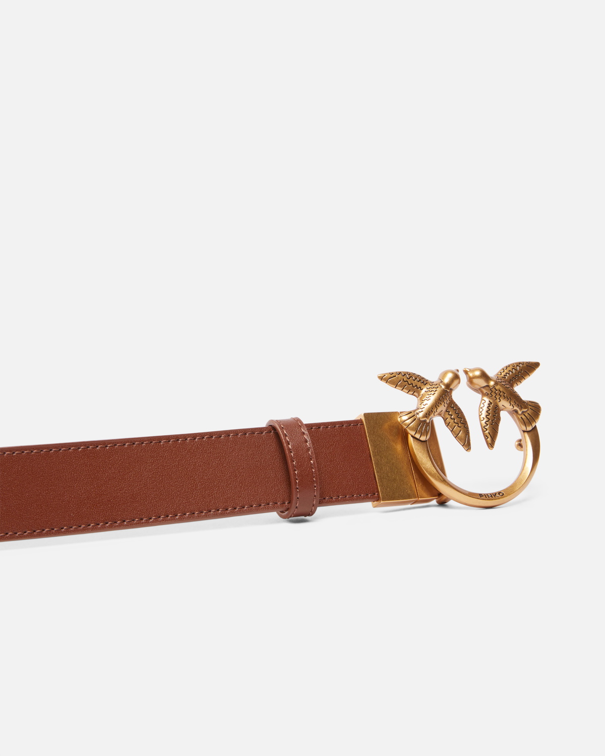 Pinko Double Face Belt With Love Birds Buckle 3 Cm Brown 