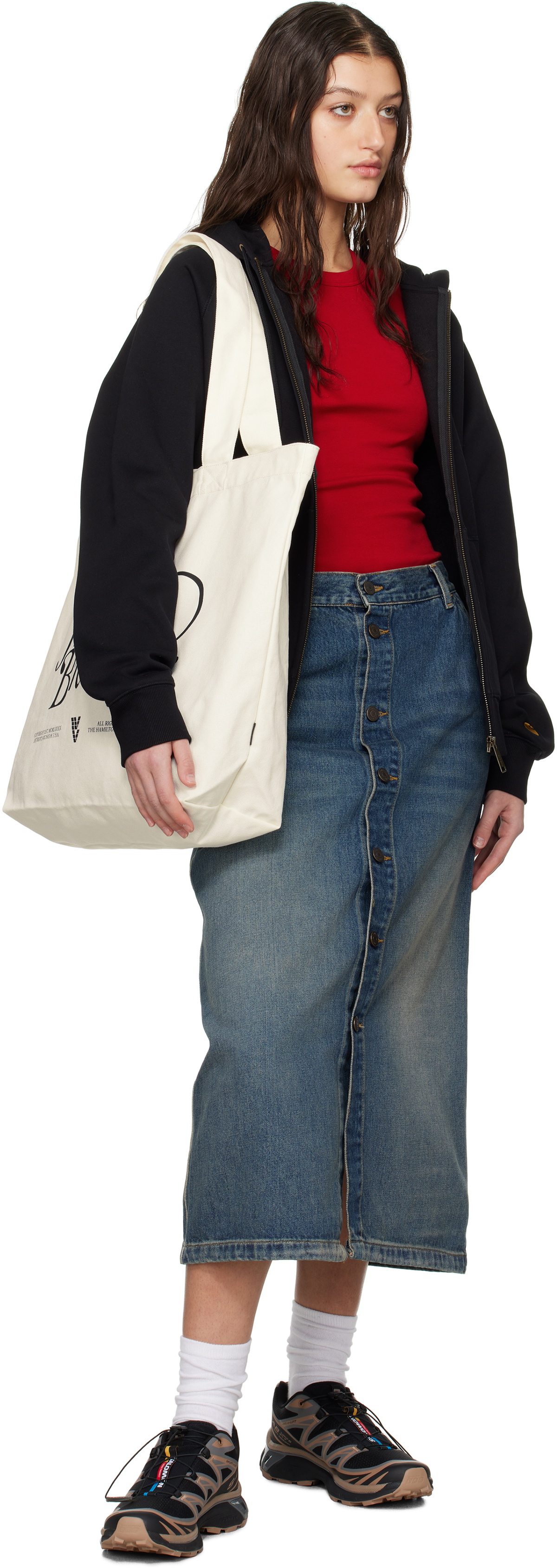 Carhartt Work In Progress Blue Marvin Denim Midi Skirt