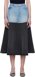 SEA NY Blue & Black Elle Denim Midi Skirt