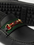 GUCCI - Ayrton Webbing-Trimmed Horsebit Leather Driving Shoes - Black
