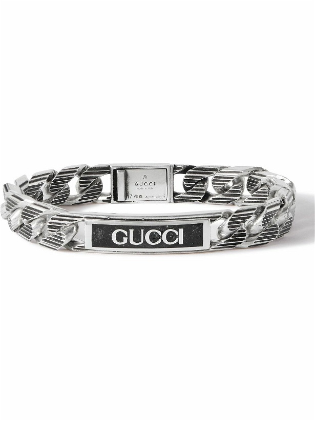 Photo: GUCCI - Sterling Silver and Enamel Chain Bracelet - Silver