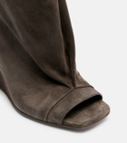 Rick Owens Cantilever suede peep-toe boots