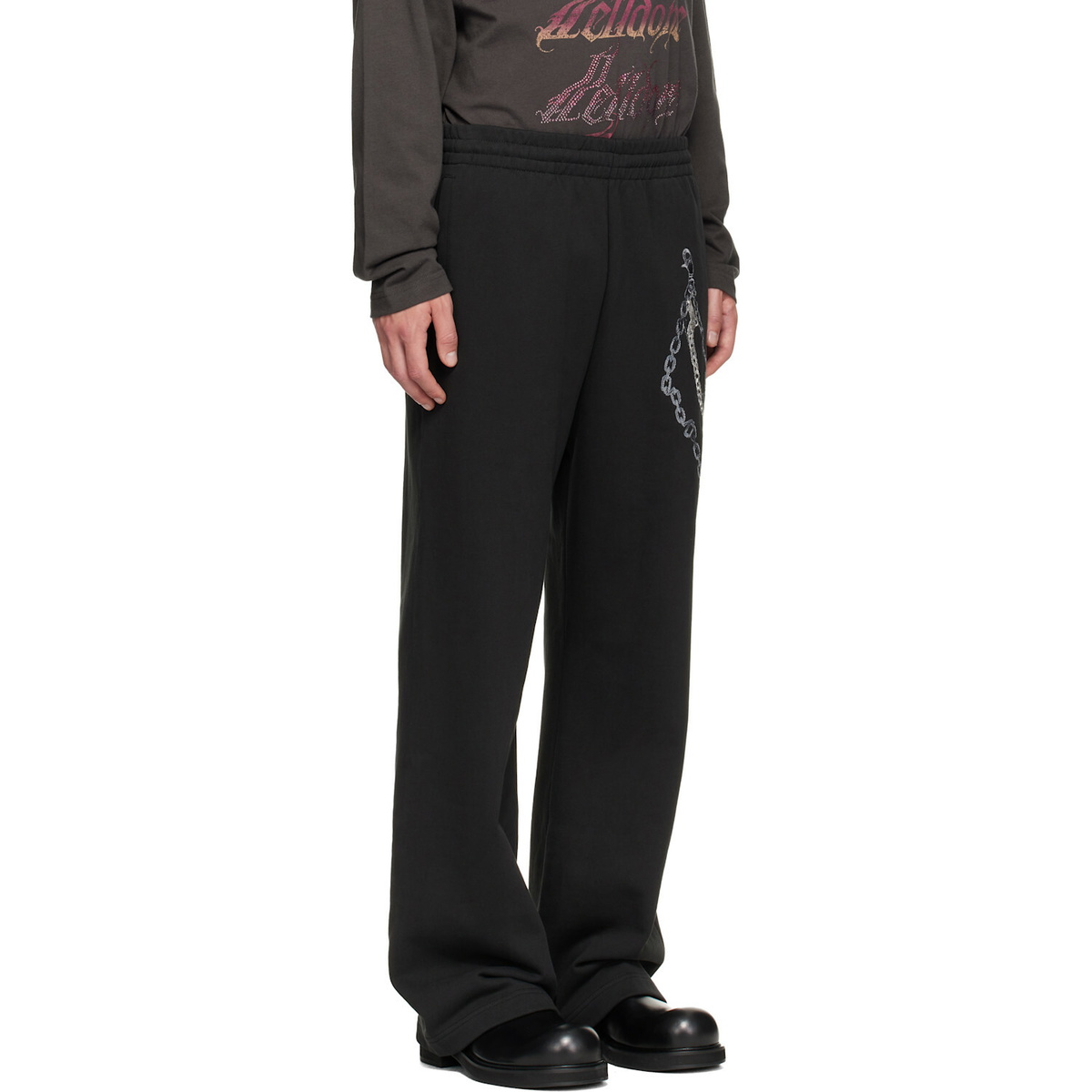 We11done Black Chain Embroidered Sweatpants