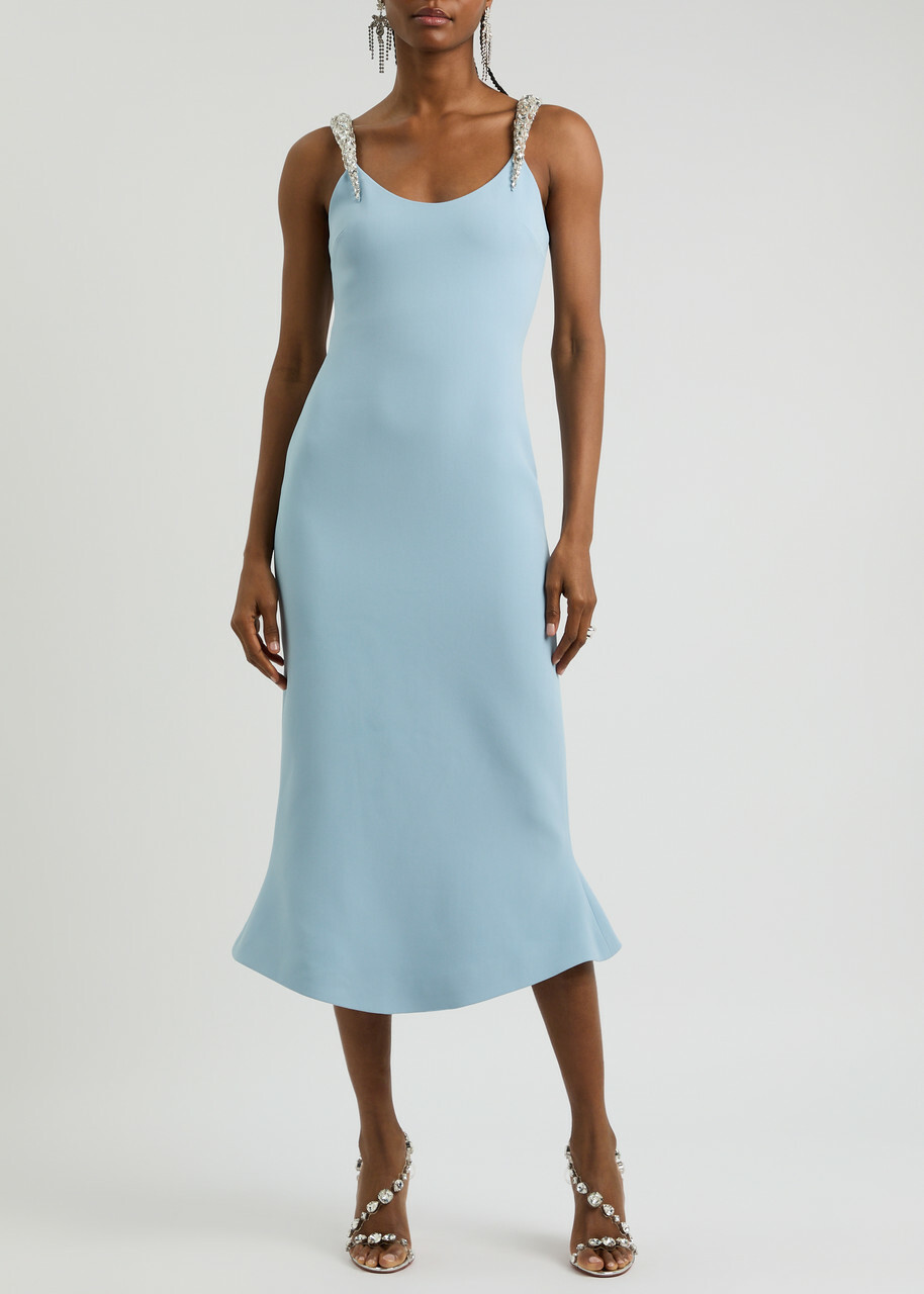 David Koma Crystal-embellished Midi Dress Blue David Koma