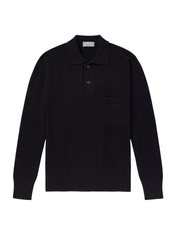 Photo: Margaret Howell - Merino Wool and Cashmere-Blend Polo Shirt - Black
