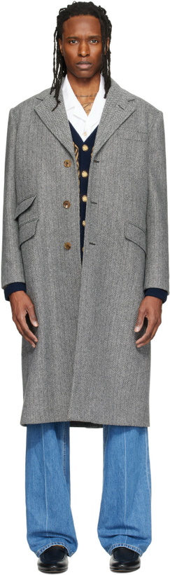 Photo: Valentino Gray Wool Herringbone Coat