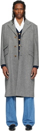 Valentino Gray Wool Herringbone Coat