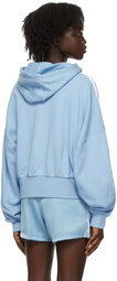 adidas Originals Blue Satin Tape Adicolor Classics Cropped Hoodie