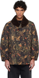R13 Khaki & Brown Oversized Shawl Lapel Coat