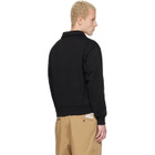Merz b. Schwanen Black Authentic Fleece Polo Collared Half-Zip Cotton Sweatshirt
